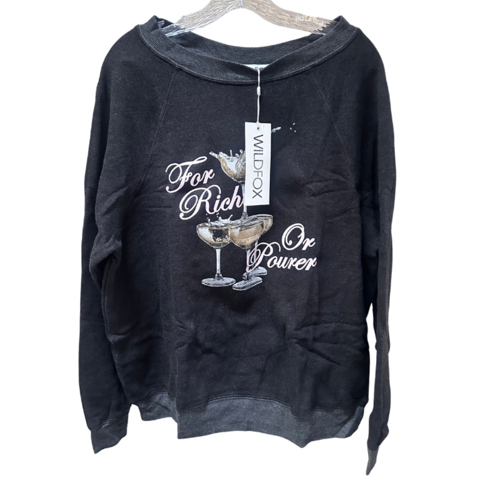 NEW Wildfox For Richer or Pourer Graphic Sweatshirt - Misses XS